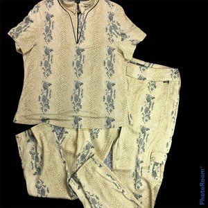 Jamie Sadock Golf Polo Shirt Pants Snake suit print